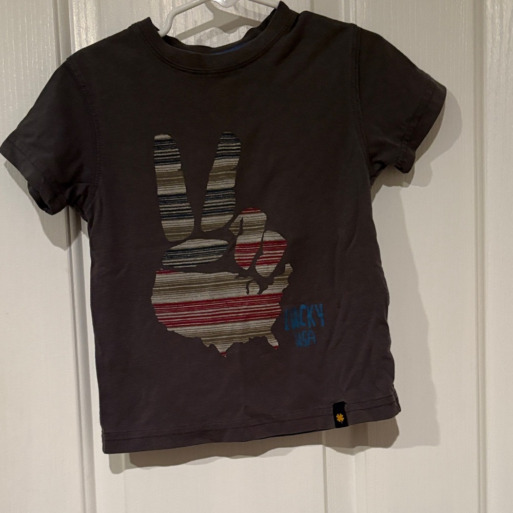 Lucky Brand Kids Striped Peace Tee - Dark Gray